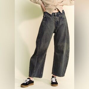 🟠211B. Wide Leg Culotte Denim Barrel Jeans